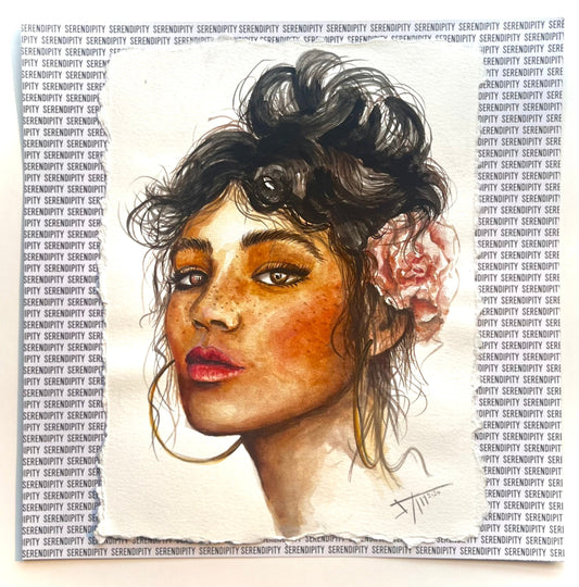 Serendipity, Original hand painted wantercolor portrait