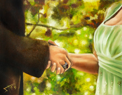 Digital Prints of Pen and Colin wedding - Canvas art print from original oil painting - Regency Art inspired wall art by SamArtisan