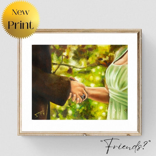 Polin , Bridgerton 3 inspired Art print from Original oil painting , Hands of Penelope and colin , couple gift or love decor