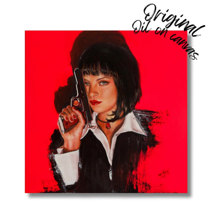 Oil of Mia Wallace Pulp Fiction Inspired Acrylic Painting on Canvas by SamArtisan